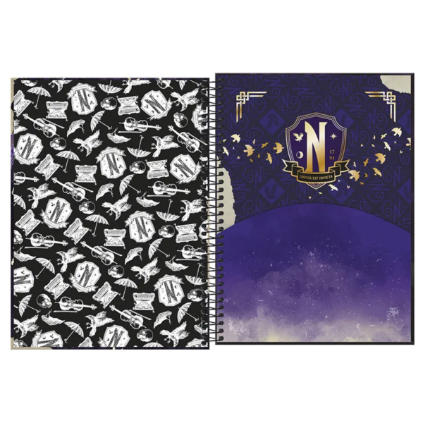 Caderno espiral capa dura universitário 10x1 160 folhas Wandinha - Imagem 4