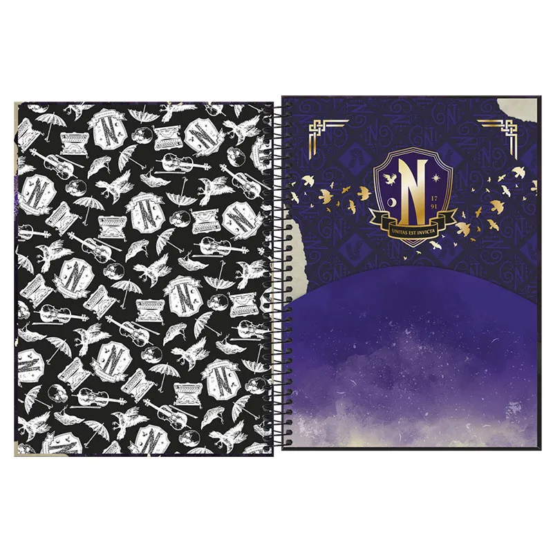 Caderno espiral capa dura universitário 10x1 160 folhas Wandinha - Imagem 4