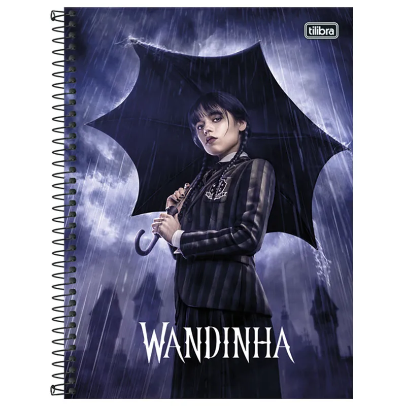 Caderno espiral capa dura universitário 10x1 160 folhas Wandinha - Imagem 6