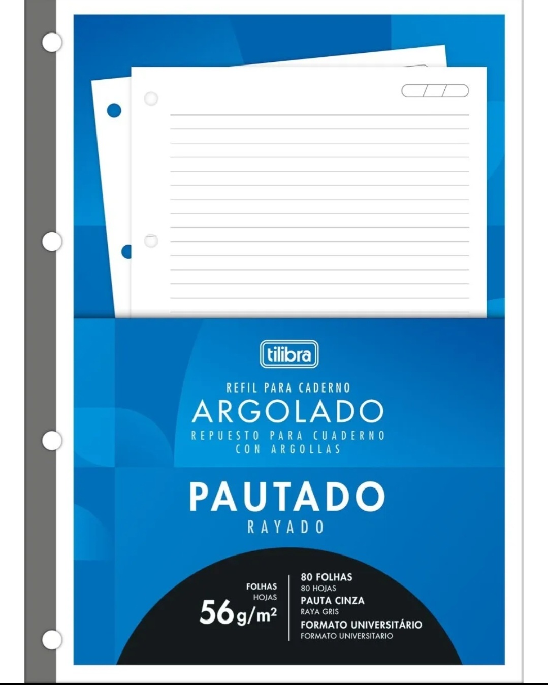 Refil para fichário-Caderno Argolado 80 folhas