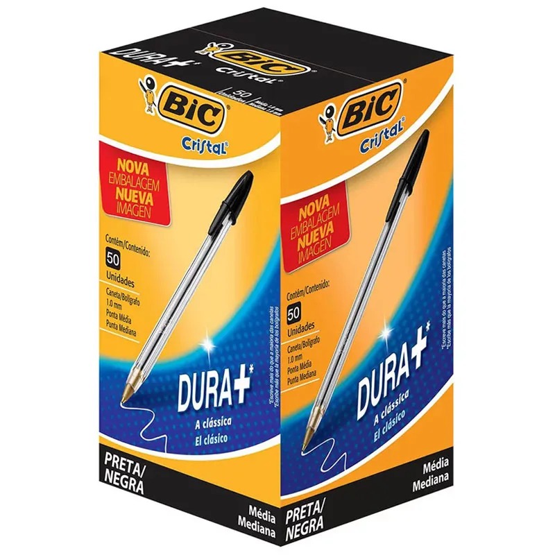 CANETA BIC CRISTAL PRETA - CX C/50