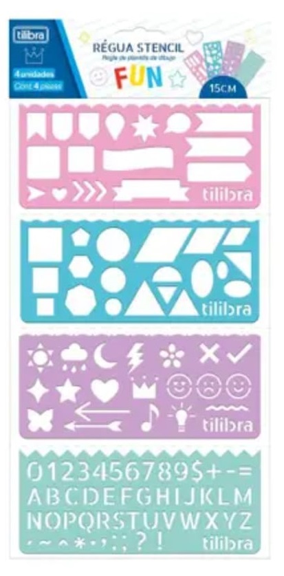 Régua Stencil Fun - Blister com 4 unidades