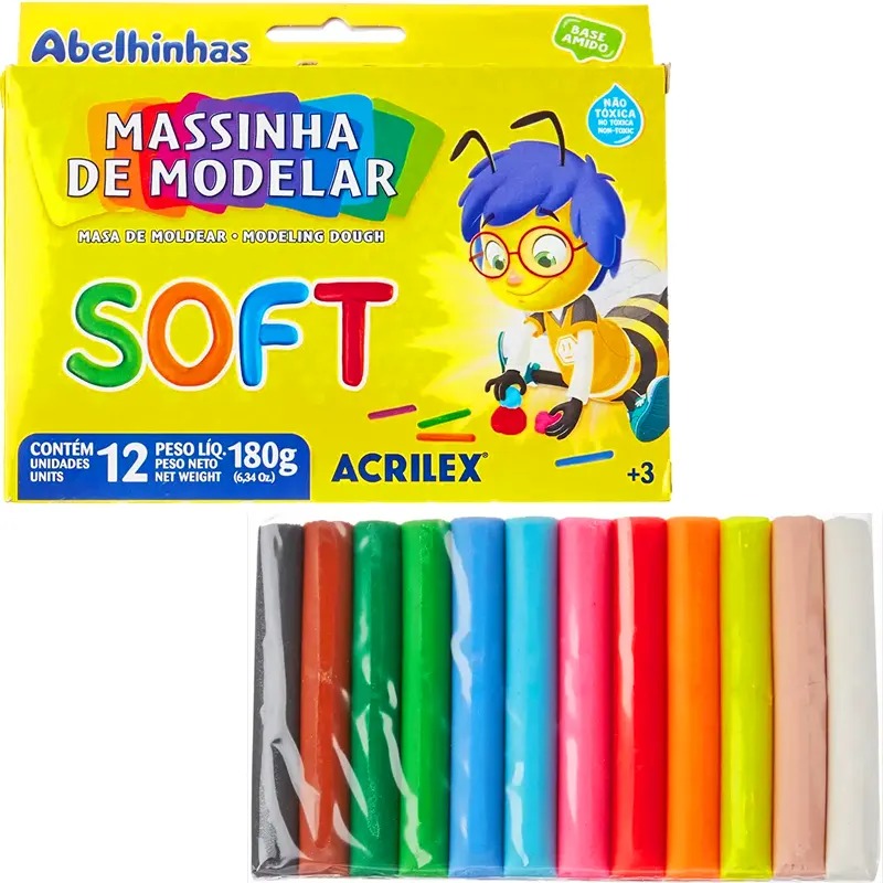 MASSA MODELAR SOFT C/12 ACRILEX - UN