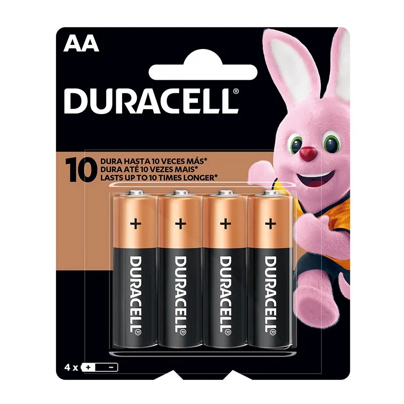 Pilha Duracell AA com 4 unidades
