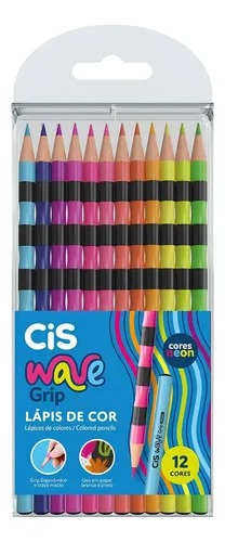 Lápis de Cor Wave Grip CIS 12 Cores Neon