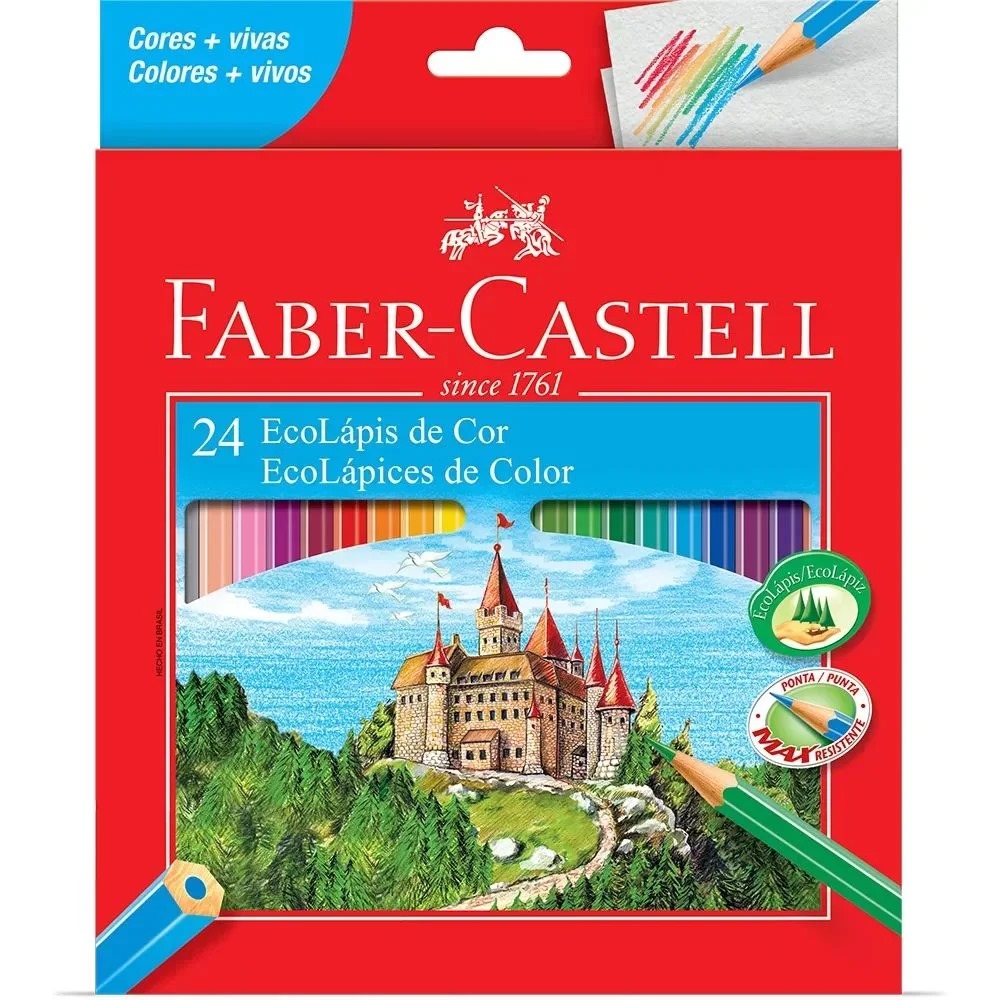 Lápis de Cor Faber-Castell Sextavado com 24 Cores