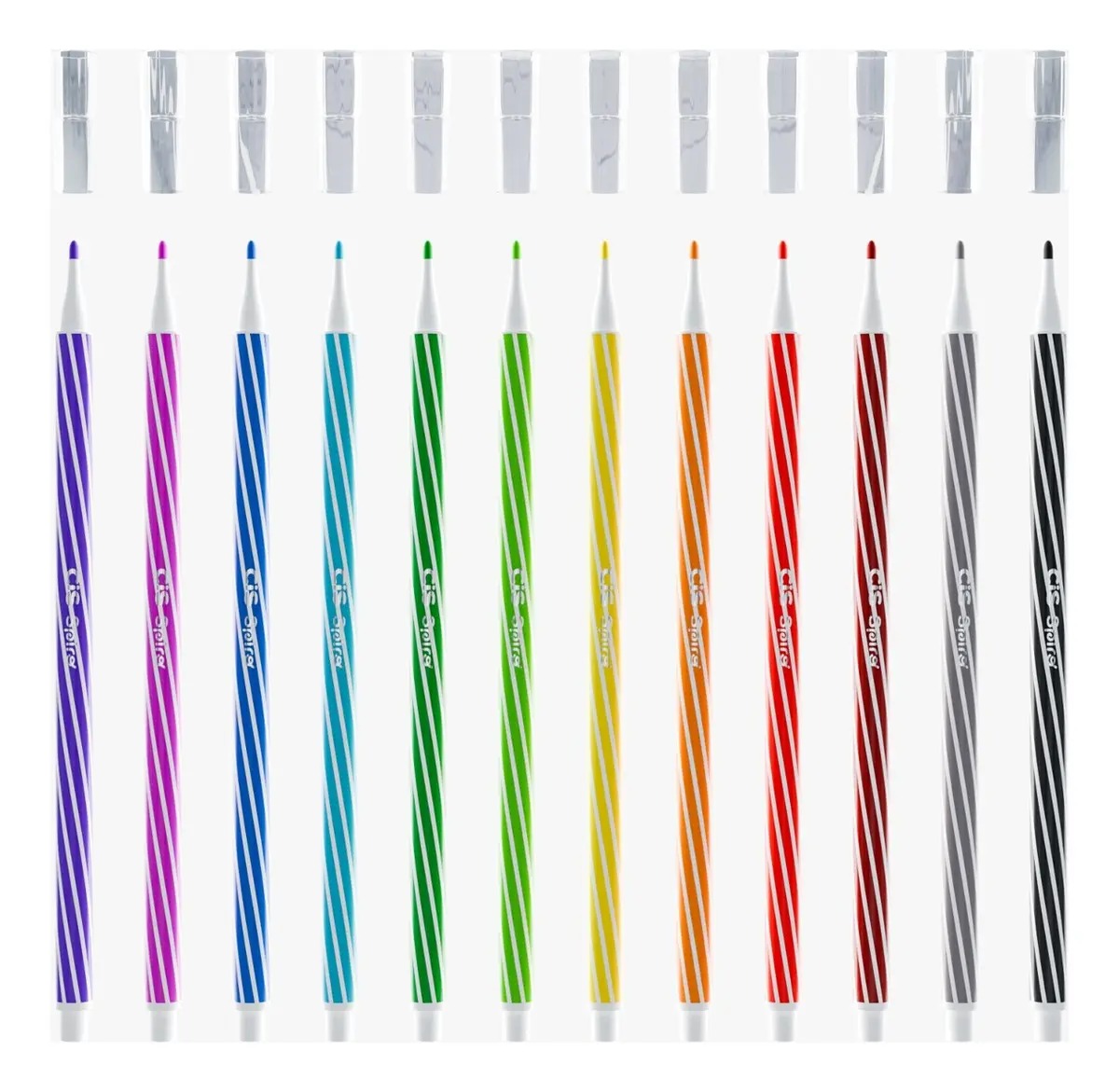Marcador Canetinha Para Colorir Cis Spiro De Ponta Redonda 12 Unidades - Estojo Azul - Imagem 2