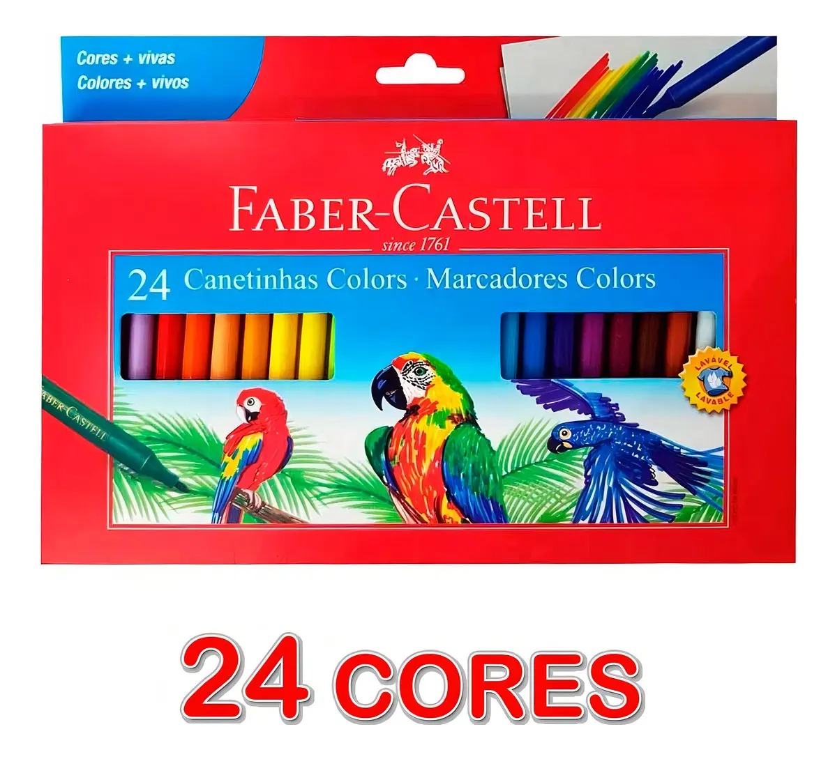 Canetinha Hidrocor 24 Cores Faber-Castell