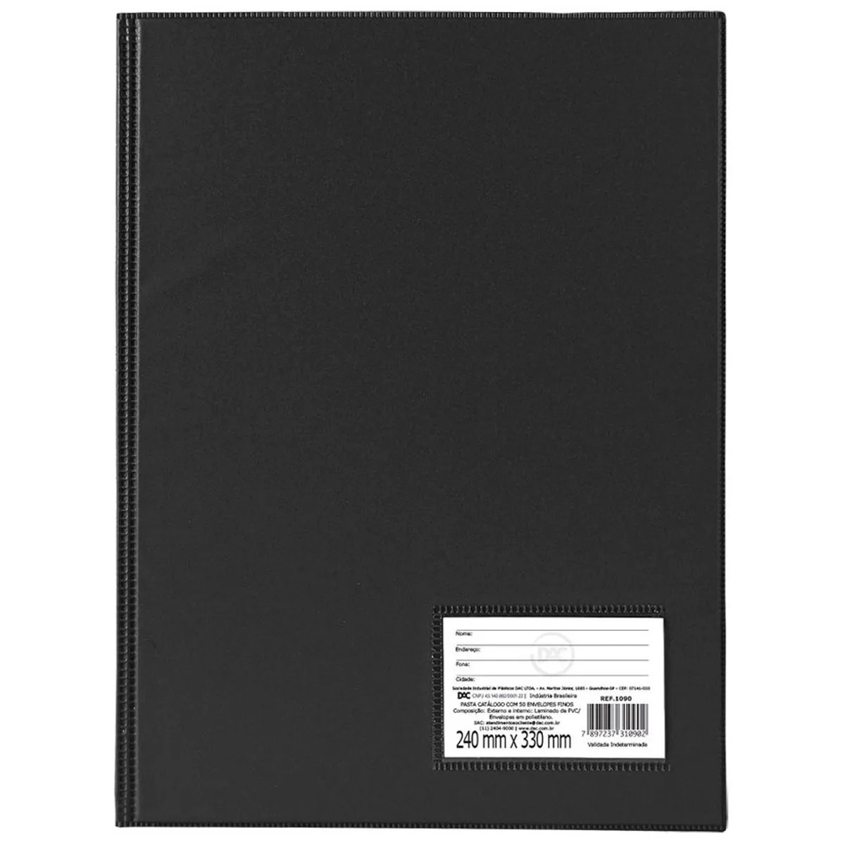 Pasta Catálogo 50 Envelope Fino, DAC, Pasta Catálogo 50 Envelope Fino 1090, Preto