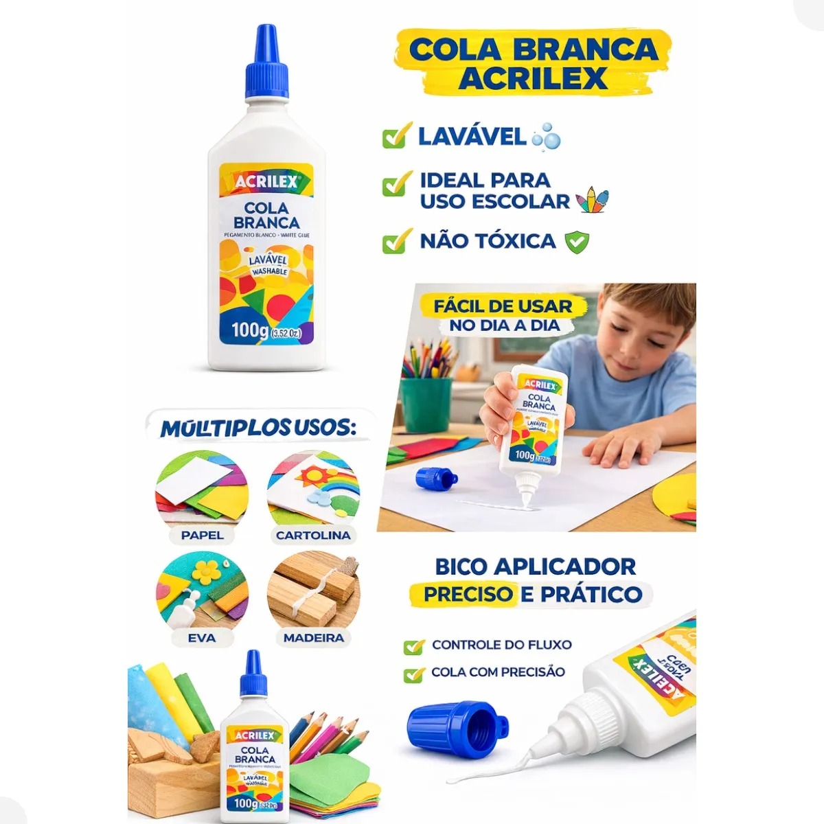 Cola Branca Acrilex 100g - Imagem 2