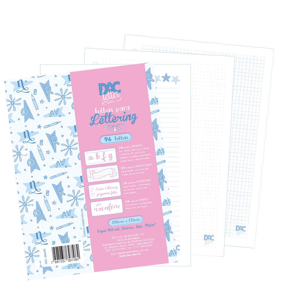 Refil de Folhas DAC Letter com 80 unid diversificada