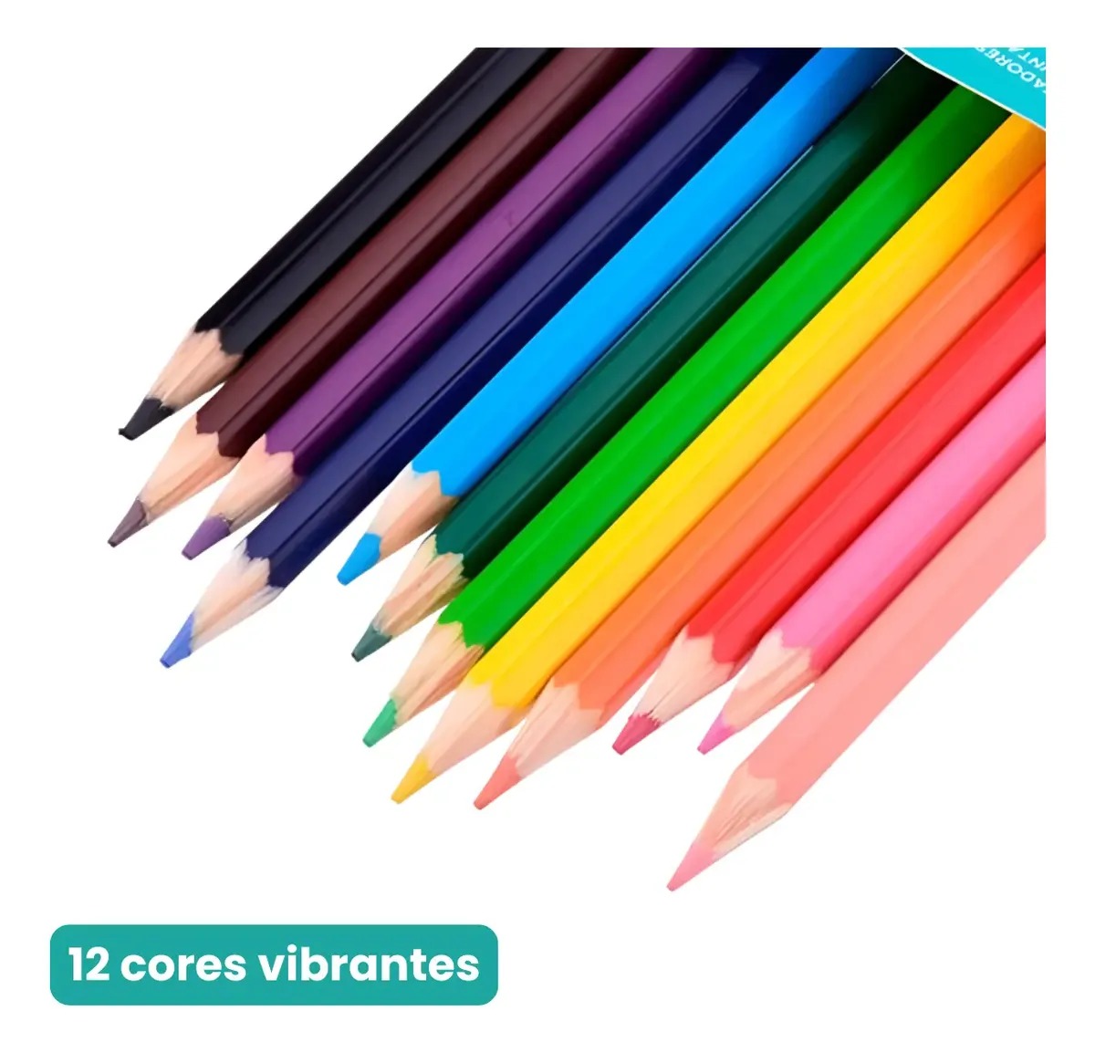 Caixa De Lapis De Cor 12 Cores Multicolor - Imagem 4