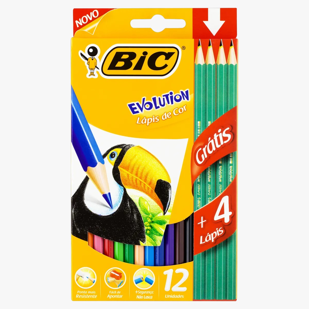 LAPIS COR C/12 BIC EVOLUTION + 4 LAPIS PRETO - UN