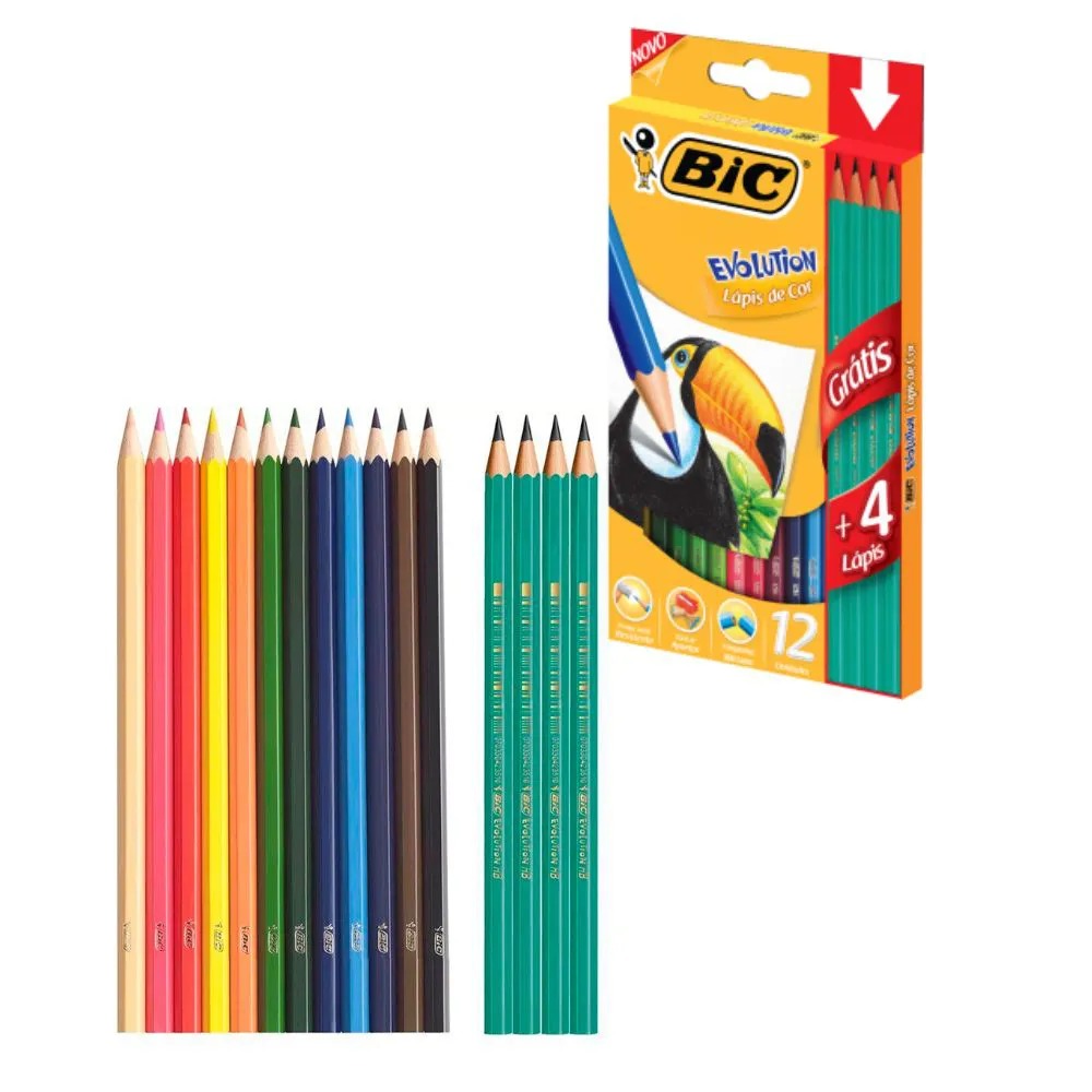 LAPIS COR C/12 BIC EVOLUTION + 4 LAPIS PRETO - UN - Imagem 2