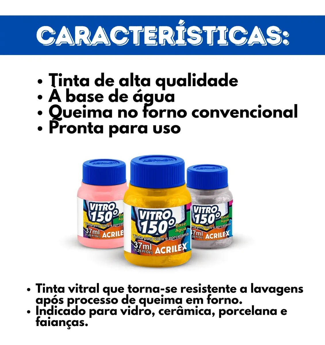 Tinta Vitro 150° Acrilex 37ml - Imagem 3